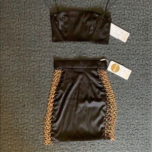 2 piece satin skirt set